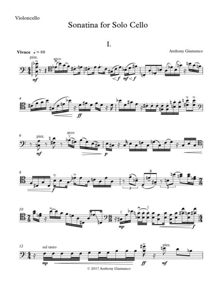 Free Sheet Music Sonatina For Solo Cello