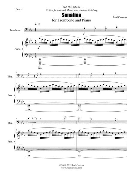 Sonatina For Trombone And Piano Sheet Music