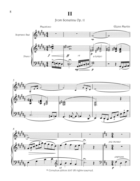 Sonatina Op 11 Soprano Saxophone And Piano Second Movement Sheet Music