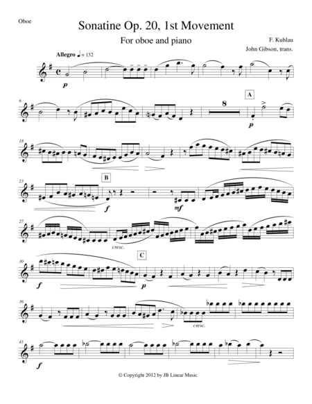 Free Sheet Music Sonatine By Kuhlau For Oboe And Piano