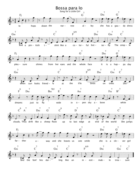 Free Sheet Music Song For A Little Girl Bossa Para Io Or Another Used Girls Name