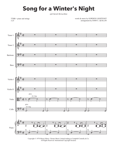 Free Sheet Music Song For A Winters Night Full Score And String Parts