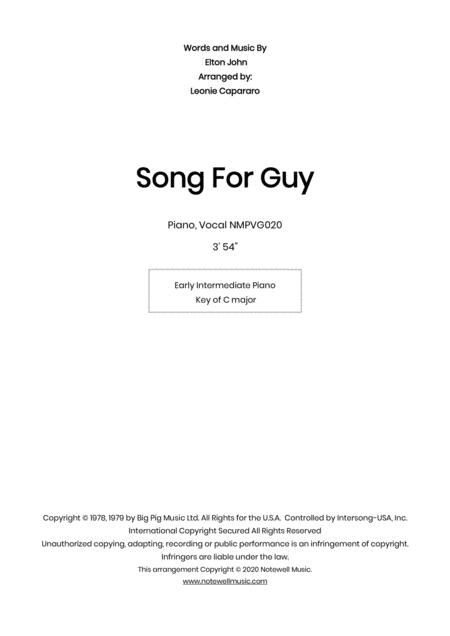 Free Sheet Music Song For Guy Early Intermediate Piano Solo