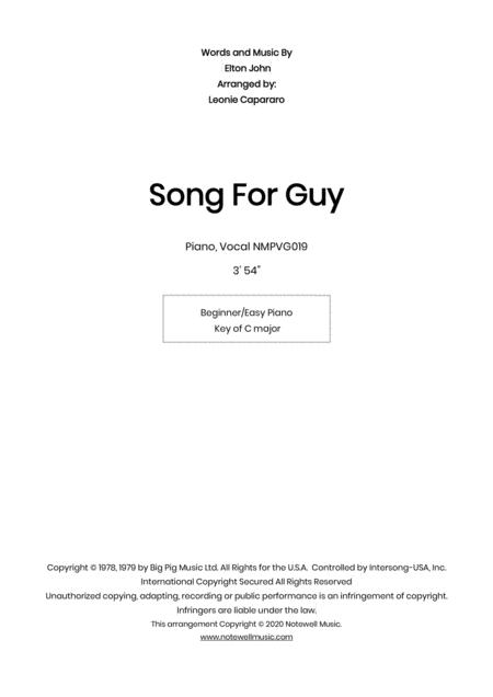 Free Sheet Music Song For Guy Easy Beginner Piano Solo