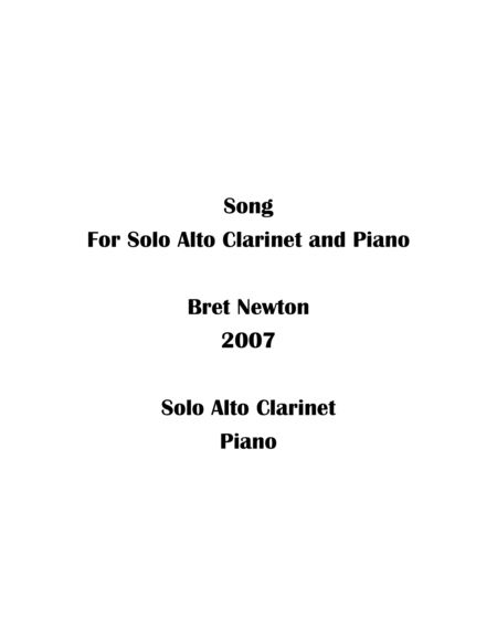 Free Sheet Music Song For Solo Alto Clarinet And Piano