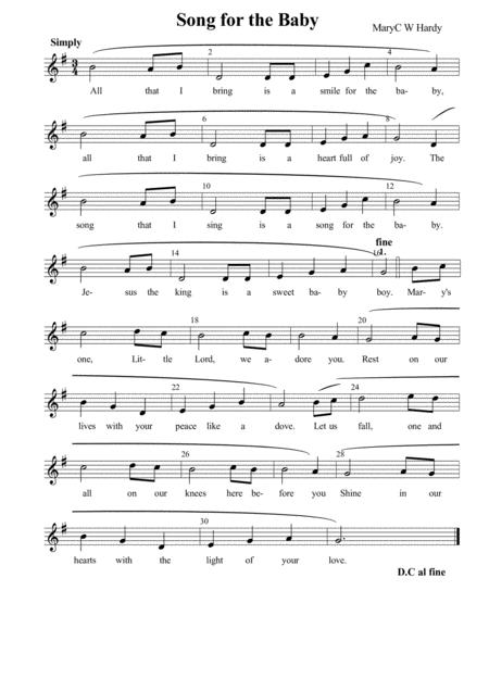 Free Sheet Music Song For The Baby