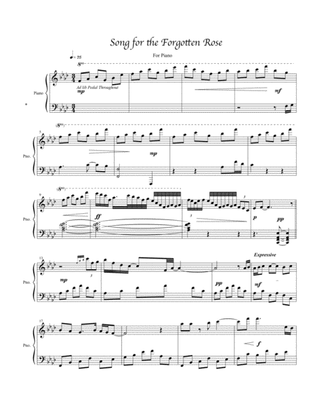 Song For The Forgotten Rose For Piano Sheet Music