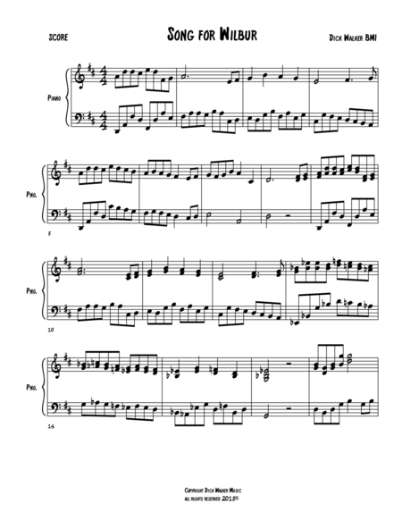 Free Sheet Music Song For Wilbur