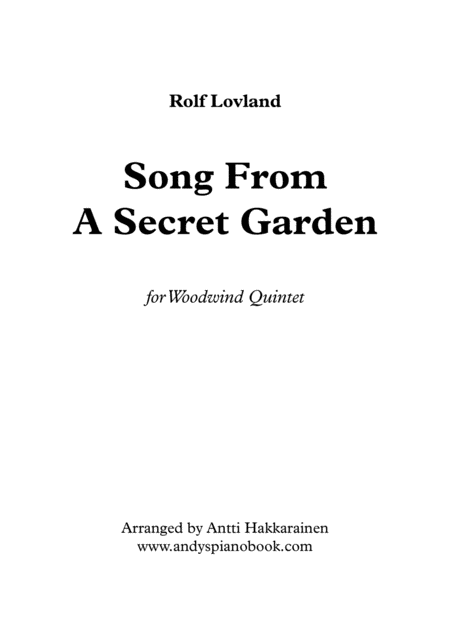 Song From A Secret Garden Woodwind Quintet Sheet Music