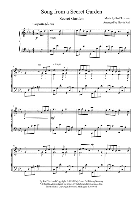 Song From A Secret Garden Sheet Music