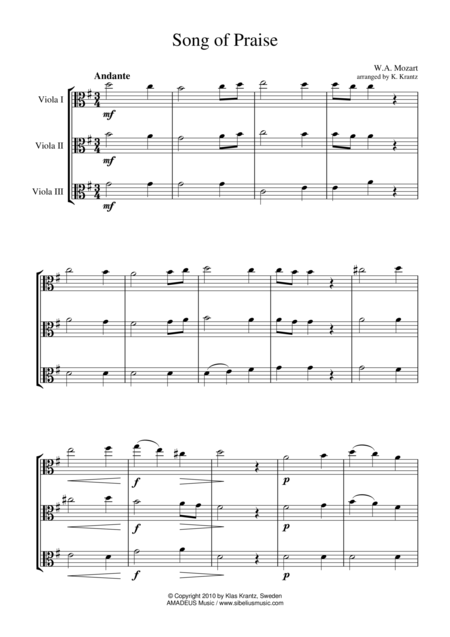 Song Of Praise For Viola Trio Sheet Music