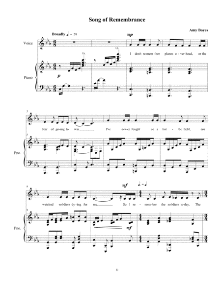 Song Of Remembrance Sheet Music