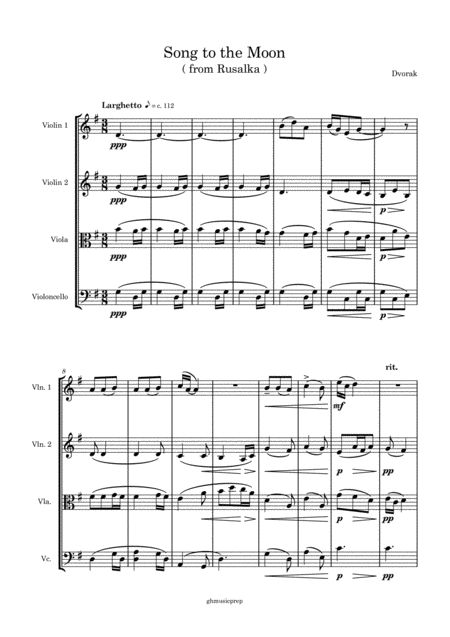 Song To The Moon From Rusalka Sheet Music