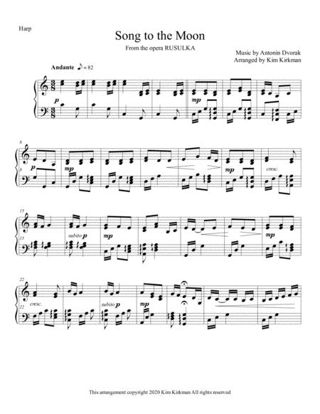 Song To The Moon From Rusulka For Solo Harp In C No Levers Required Sheet Music