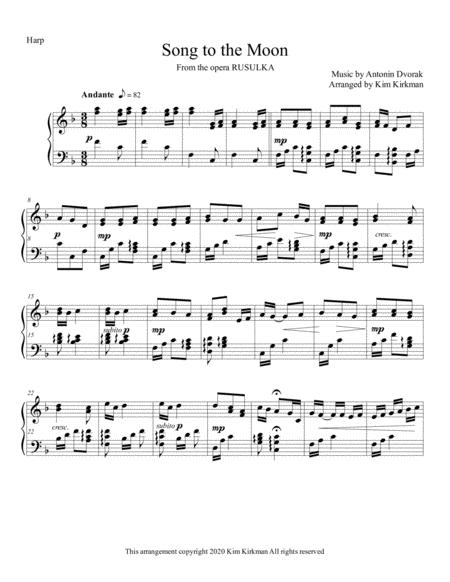 Song To The Moon From Rusulka For Solo Harp In F With No Lever Changes Sheet Music