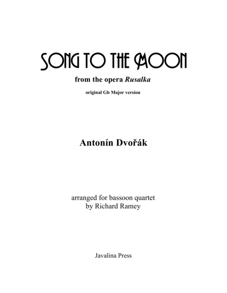 Song To The Moon From The Opera Rusalka Sheet Music