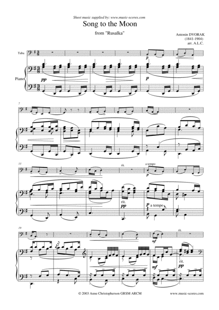 Song To The Moon Tuba And Piano Sheet Music