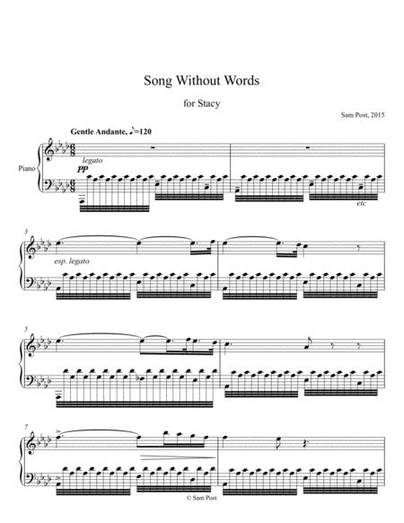 Song Without Words For Stacy Op 14 Sheet Music