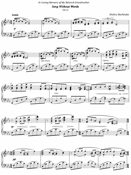 Free Sheet Music Song Without Words In C