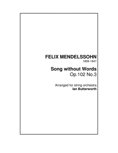 Free Sheet Music Song Without Words Op 102 No 3 For String Orchestra