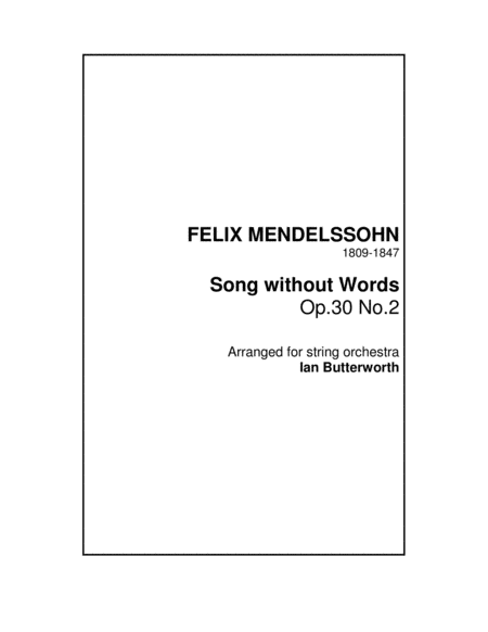 Free Sheet Music Song Without Words Op 30 No 2 For String Orchestra