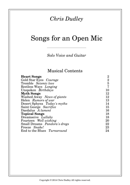 Songs For An Open Mic Sheet Music