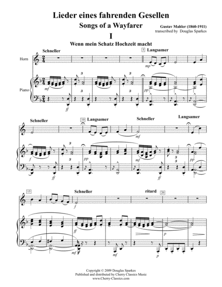 Songs Of A Wayfarer For Horn In F Piano Sheet Music