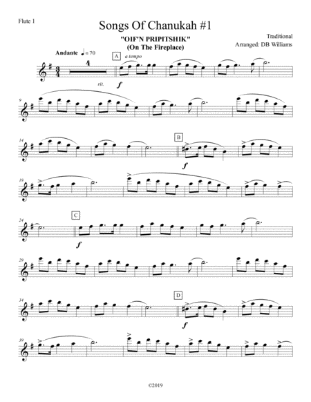 Free Sheet Music Songs Of Chanukah 1 Flute 1