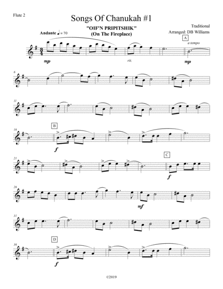 Songs Of Chanukah 1 Flute 2 Sheet Music