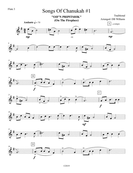 Free Sheet Music Songs Of Chanukah 1 Flute 3