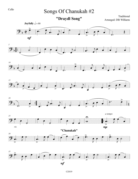 Songs Of Chanukah 2 Cello Sheet Music