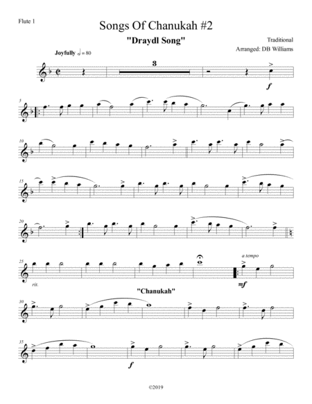 Free Sheet Music Songs Of Chanukah 2 Flute 1