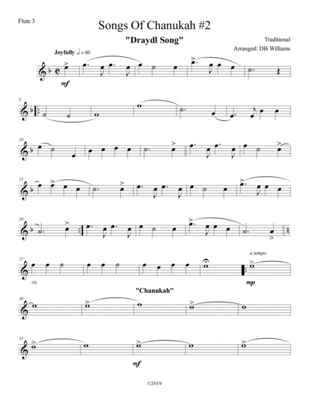 Free Sheet Music Songs Of Chanukah 2 Flute 3