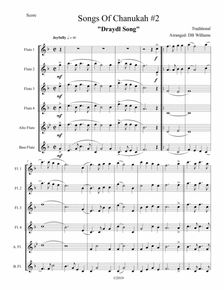 Songs Of Chanukah 2 Flute Choir Sheet Music