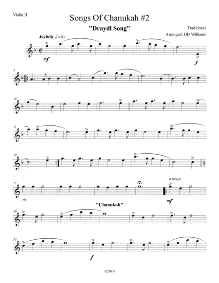 Songs Of Chanukah 2 Violin 2 Sheet Music