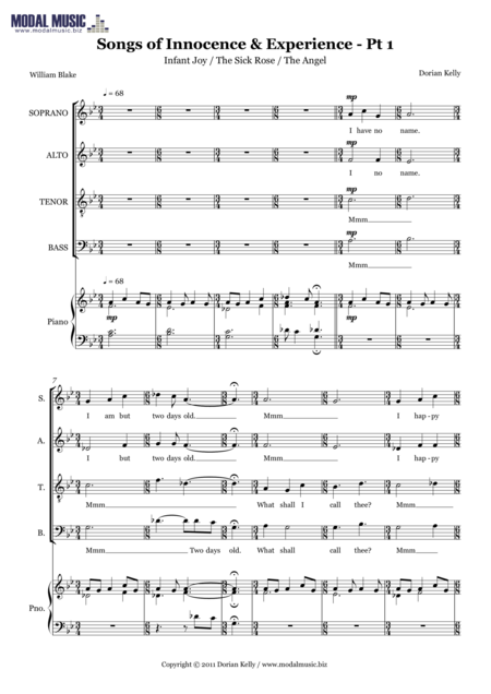 Free Sheet Music Songs Of Innocence Experience Part 1