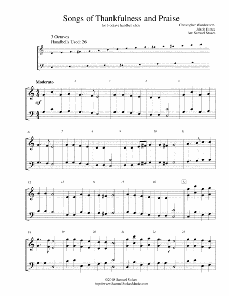 Songs Of Thankfulness And Praise For 3 Octave Handbell Choir Sheet Music