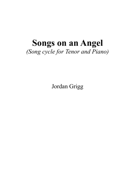 Songs On An Angel Song Cycle For Tenor And Piano Sheet Music