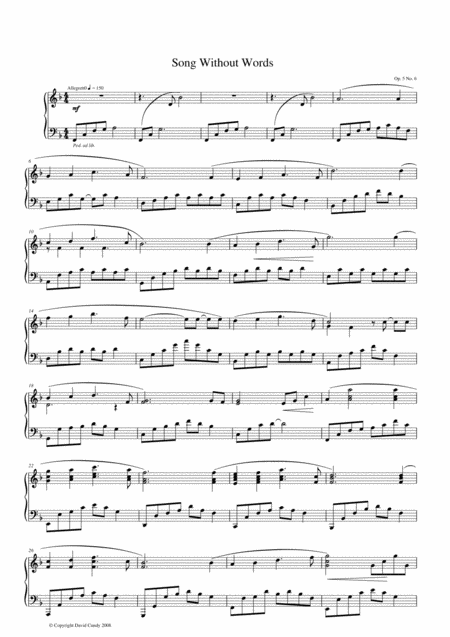 Free Sheet Music Songs Without Words For Solo Piano Op 5 No 6