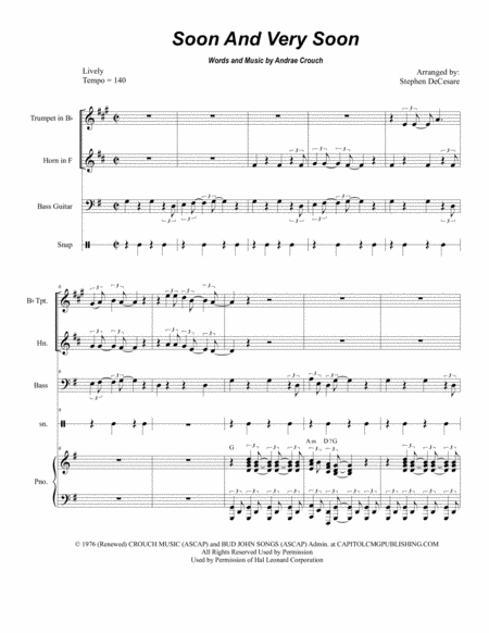 Soon And Very Soon Duet For Bb Trumpet And French Horn Sheet Music