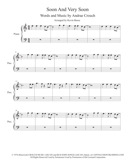 Free Sheet Music Soon And Very Soon Easy Key Of C Piano