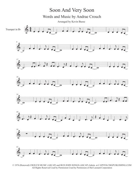 Free Sheet Music Soon And Very Soon Easy Key Of C Trumpet