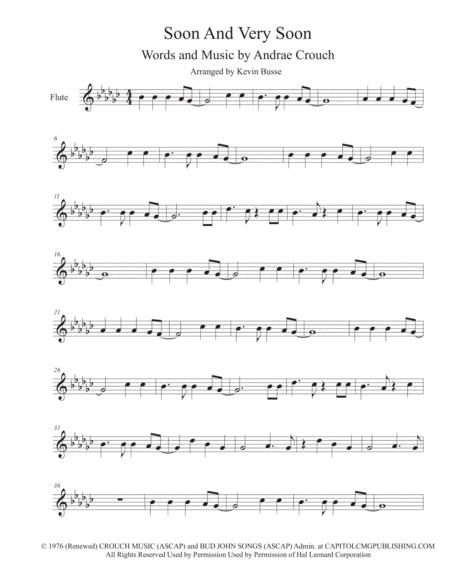 Free Sheet Music Soon And Very Soon Original Key Flute