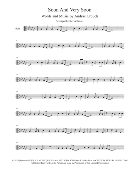 Free Sheet Music Soon And Very Soon Original Key Viola