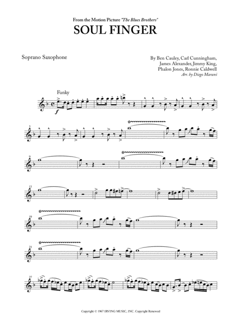 Soul Finger For Saxophone Quartet Sheet Music