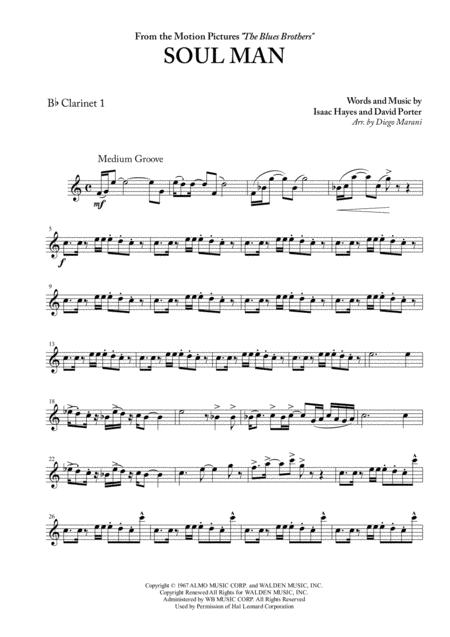 Free Sheet Music Soul Man For Clarinet Quartet