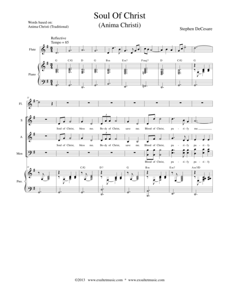 Free Sheet Music Soul Of Christ Anima Christi