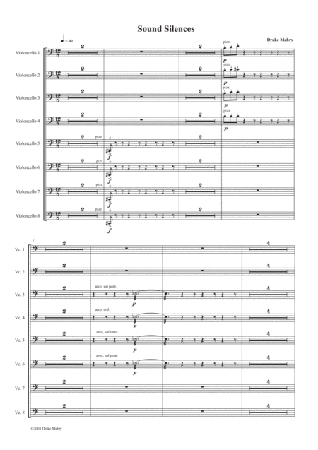 Sound Silences Cello Octet Sheet Music