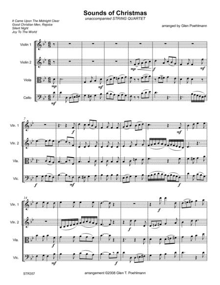 Sounds Of Christmas Medley Of 4 Carols String Quartet Or 3 Violins Cello Sheet Music