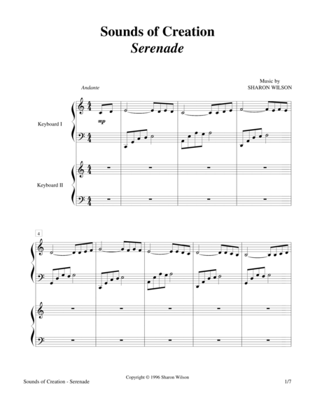 Sounds Of Creation Serenade Keyboard Duet 2 Pianos 4 Hands Sheet Music